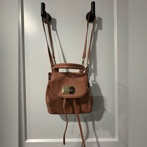 Bebe Brown Backpack with Gold Accents